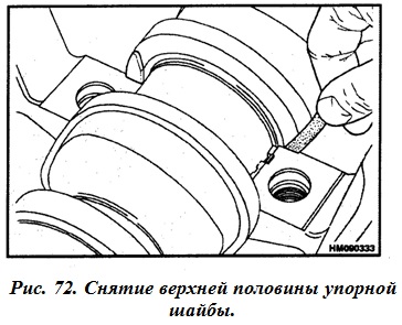 Снятие верхней половины упорной шайбы
