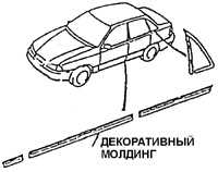 19.3 Приклеиваемые боковые молдинги Daewoo Nexia 1994+