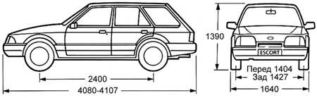 1.5 Габаритные размеры автомобилей Ford ESCORT Форд Эскорт