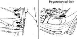 8.2.3 Регулировка положения капота и его замка Хендай Матрикс