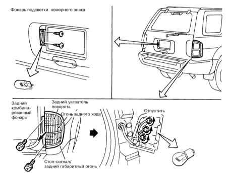 12.8 Замена ламп осветительных приборов Инфинити QX4 1998-2004
