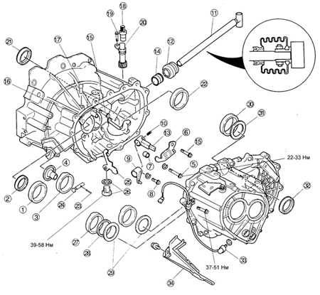 9.10 Картер сцепления и компоненты картера коробки передач TE DOHC Киа Сефия