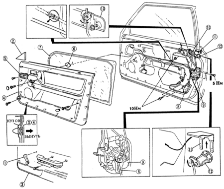 14.22 Замок/ручка/цилиндр замка двери Mazda 323