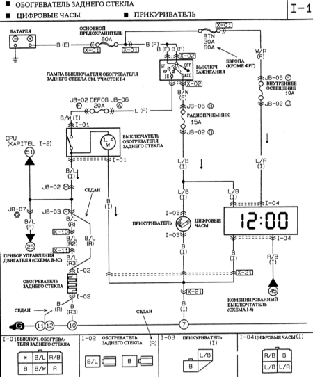 18.6.15 Обогреватель заднего стекла. Цифровые часы. Прикуриватель Mazda 323