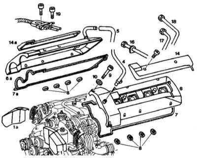 4.5.19 Крышки головок блока цилиндров - детали установки Mercedes-Benz W140