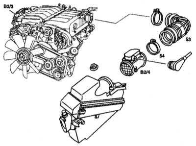 6.5.3 Измеритель воздушного потока - детали установки Mercedes-Benz W140