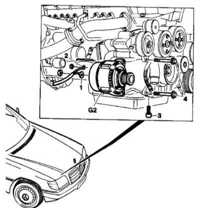 7.2.6 Детали установки генератора Mercedes-Benz W140