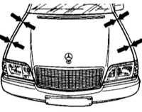 13.22 Регулировка капота Mercedes-Benz W140