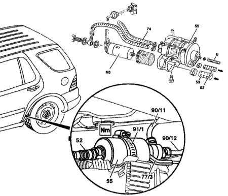 3.8 Проверка системы питания, замена топливного фильтра Mercedes-Benz W163
