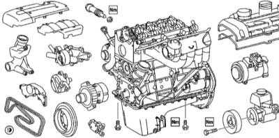 4.24 Снятие и установка компонентов привода ГРМ Mercedes-Benz W163