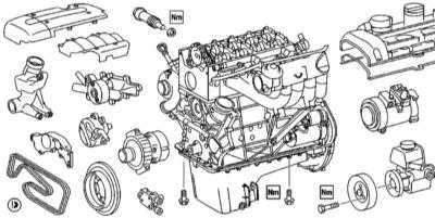 4.24 Снятие и установка компонентов привода ГРМ Mercedes-Benz W163