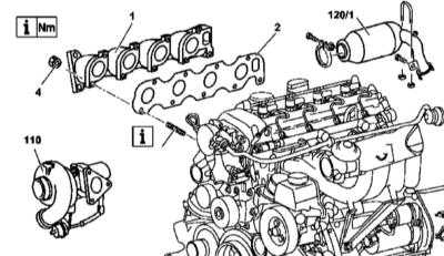 4.30 Снятие и установка выпускного коллектора Mercedes-Benz W163