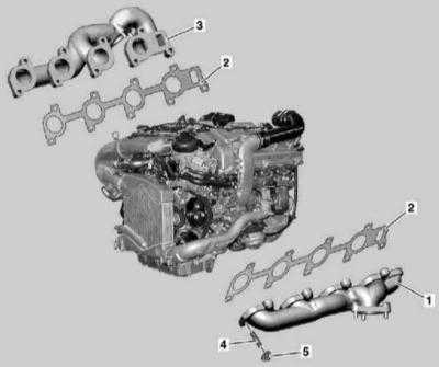 4.30 Снятие и установка выпускного коллектора Mercedes-Benz W163