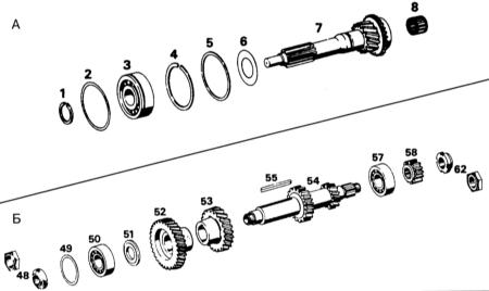 4.2.2 Разборка первичного и промежуточного валов Mercedes-Benz W123