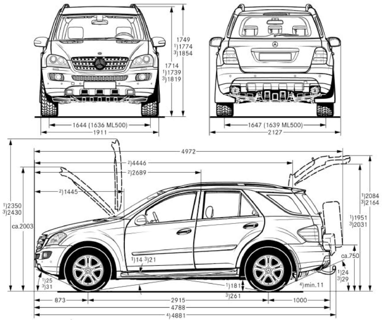 4.1 Габаритные размеры Mercedes-Benz W164 (ML Class)
