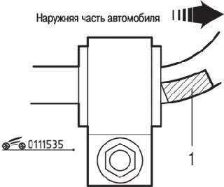 При установке стабилизатора установочная метка (1) должна находиться с правой стороны