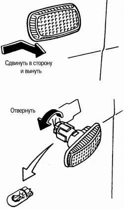 3.28.6 Замена ламп боковых указателей поворота Ниссан Almera