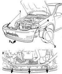 13.9 Снятие и установка накладки и несущей балки бамперов Opel Corsa