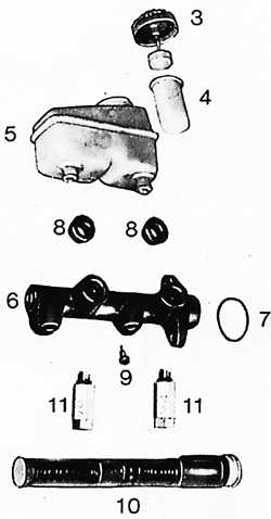 11.13.2 Ремонт главного тормозного цилиндра (модели без ABS) Opel Kadett E