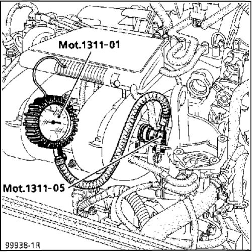 1. Давление подачи топлива Двигатель D7F Рено Кангу 1997-2007