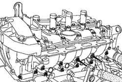 2.3.2 Снятие и установка прокладки корпусов форсунок (двигатель К4J) Renault Megane 2
