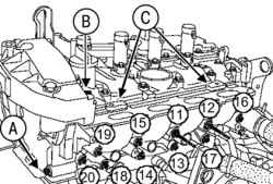 2.3.2 Снятие и установка прокладки корпусов форсунок (двигатель К4J) Renault Megane 2