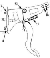10.6 Снятие и установка педали тормоза Saab 95
