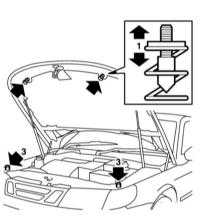 12.1.9 Снятие и установка капота и его замка Saab 95