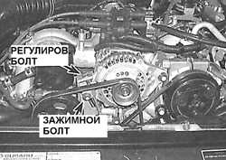 2.28 Проверка и замена приводного ремня Субару Легаси 1990-1998 г.в.