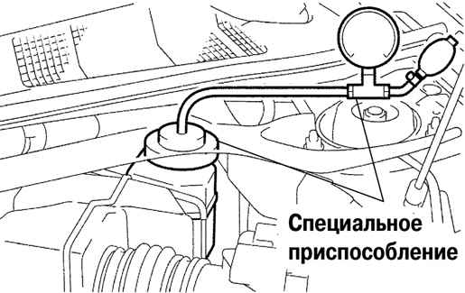 Присоединение специального приспособлениия к модулятору давления для прокачки