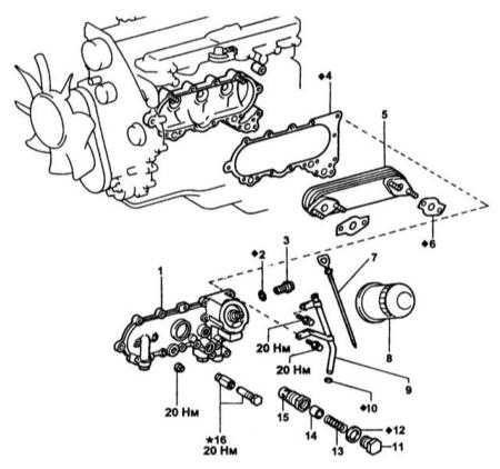 4.3.10 Снятие и установка маслоохладителя Toyota Land Cruiser