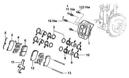 11.3 Замена тормозных колодок Toyota Land Cruiser