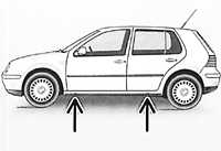 11.9 Поднятие автомобиля Volkswagen Golf IV