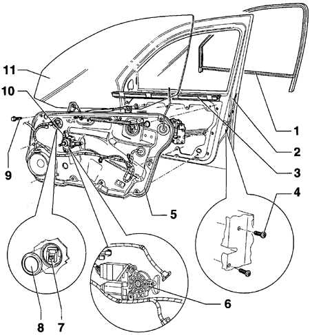 13.15.7 Снятие и установка стекла двери Volkswagen Golf IV