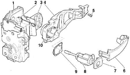 13.15.9 Снятие и установка наружной ручки открытия двери Volkswagen Golf IV
