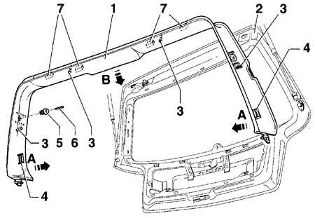 13.15.13 Снятие и установка верхней обивки задней двери Volkswagen Golf IV
