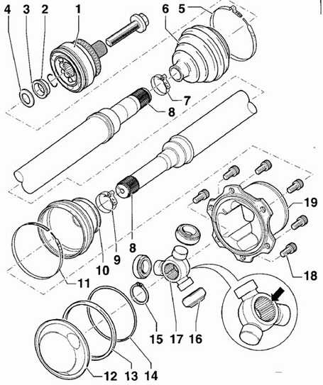 9.1.3 Снятие и установка приводного вала Volkswagen Passat B5